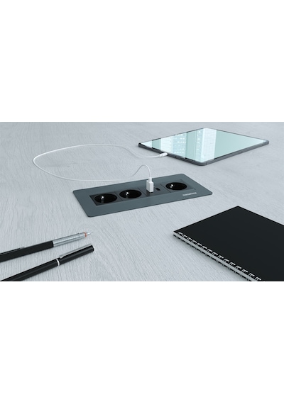 Metalline® Sole-line Dönmeli Masaüstü Priz Kutusu Usb - Antrasit