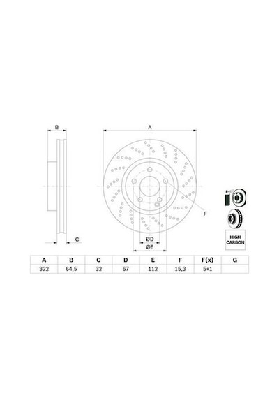 Mercedes C Serisi 204 C320cdı 3.0 2007-2009 Bosch Ön Disk 2 Adet