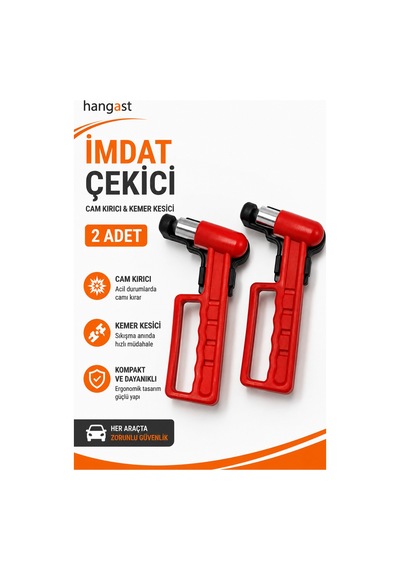 2 Adet İmdat Çekici Acil Çıkış Çekici Cam Kırma Çekici Asacaklı İmdat Çekici Oto Acil Çıkış Çekici Cam Kırıcı