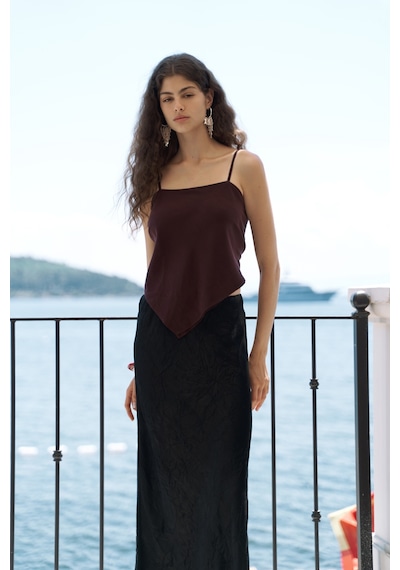 Mai Collection Mai Studios Co. Alytih Üçgen Detay Bordo Crop Bordo