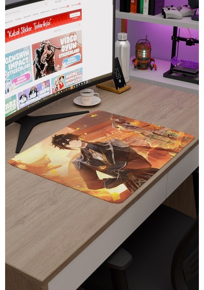 Zhongli Genshin Impact Anime Gacha V4 - 48x40 Xl Gaming Mouse Pad Fare Altlığı