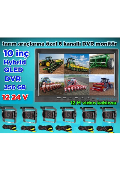 Qled Ekran 10'' Dvr Monitör 6 Adet Metal Kasa Bus Kamera 12 24 V