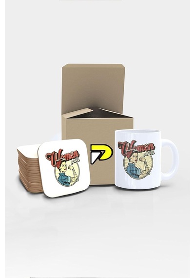 Power Kadın Gücü Tasarımlı Baskılı Kupa Bardak Seti Eğlenceli Özel Hediye Mug Çok Renkli