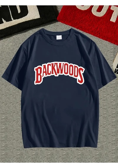 Flood Of Style Erkek Lacivert Backwoods Baskılı Oversize