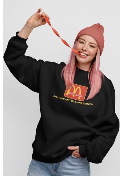Macklin Unisex Kadın Erkek Cactus Jack Mc Özel Tasarım Baskılı Bisiklet Yaka Sweatshirt Siyah Mck0038 Siyah