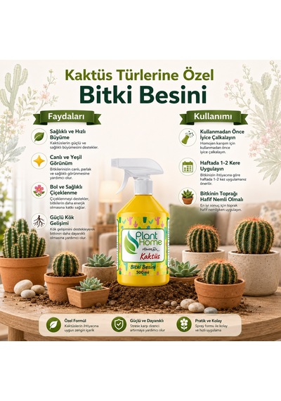 Kaktüs Ve Sukulent Bitki Besini Sprey Form Kolay Uygulama 500 Ml