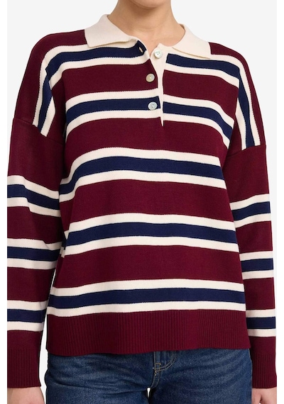 Defacto Oversize Geniş Kalıp Polo Yaka Çizgili Kazak G7178ax25wnbr467 Bordo-br467 Defacto Oversize Geniş Kalıp Polo Yaka Çizgili Kazak G7178ax25wnbr467 Bordo-br467