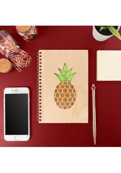 Tasarımlı Ahşap Kapaklı Defter 18 Cm X 12 Cm 48 Yaprak Not Defteri Çok Renkli