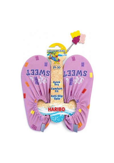 Haribo Lisanslı Ayıcık Desenli Geçmeli Kız Deniz Ayakkabısı Pudra