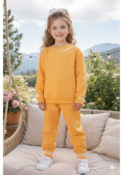 Bubiee Baby Wow Stylish Çocuk Sarı Eşofman Takımı Pamuklu 'future' Baskılı 3 İplik Şardonlu Alt Üst Takım Bubiee Baby Wow Stylish Çocuk Sarı Eşofman Takımı Pamuklu 'future' Baskılı 3 İplik Şardonlu Alt Üst Takım