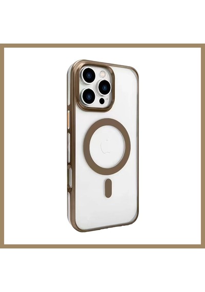 Bezos Joko Apple iPhone 16 Pro Uyumlu Gleam Pc Sert Magsafe Kılıf - Kahverengi 22