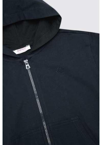 About Blank Panço Unisex Çocuk Lacivert Fermuarlı Sweatshirt Acı Kahverengi