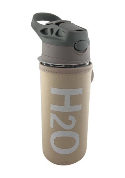 H2o Kılıflı Pipetli Cam Matara 500 Ml Bej