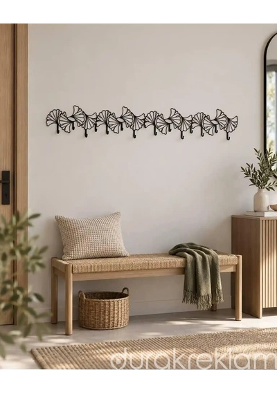 Modern Dekoratif Metal Duvar Askılığı Siyah
