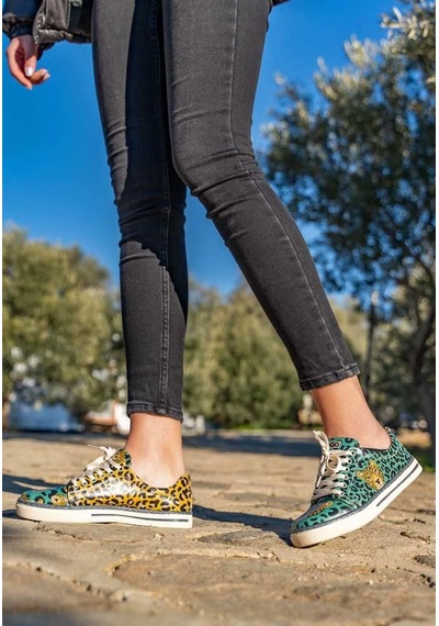 Kadın Vegan Deri Çok Renkli Günlük Sneakers - Wild Spirit Tasarım