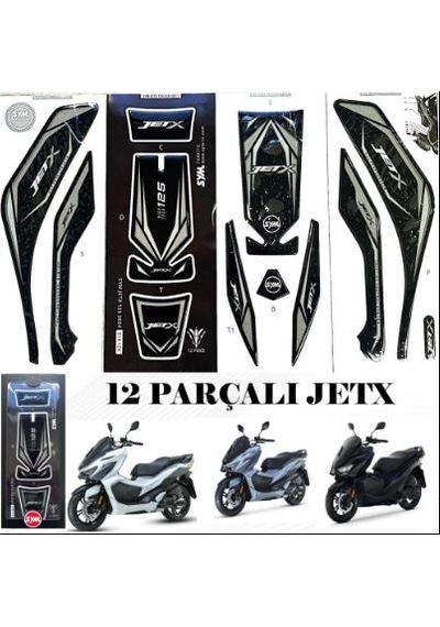 Sym Jet X 125 Tank Pad Sticker Seti Gri Symaksjetx081
