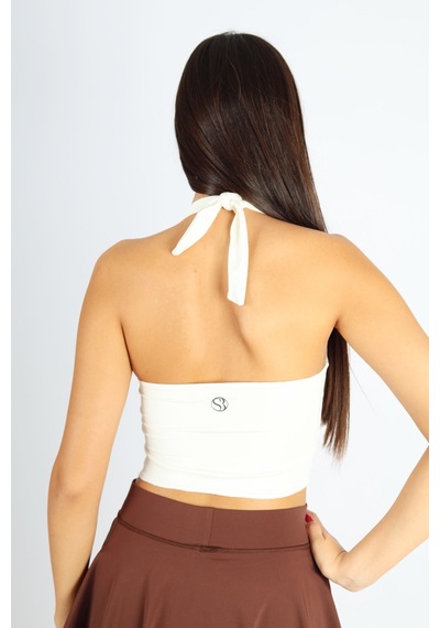Soft&Basic Boyundan Bağlamalı Bordo Bluz Ekru