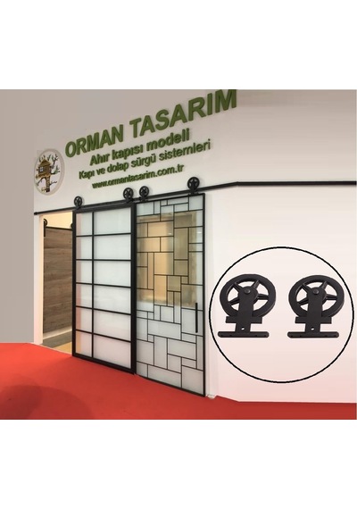 Orman Tasarım Ahır Kapısı Üstten Montajlı Makara Modeli Sürgü