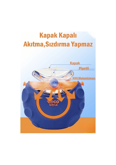 Vagonlife Cocosmile 630ml Silikon Uzay Tema Kılıflı Pipetli Askılı Tritan Çocuk Matarası Yeşil Cs-0006