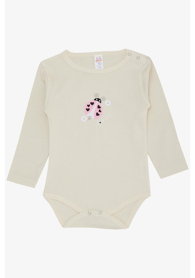 Breeze Kız Bebek Çıtçıtlı Zıbın Body Kalpli Uğur Böceği Baskılı 9 Ay-3 Yaş, Ekru-ekru Ekru