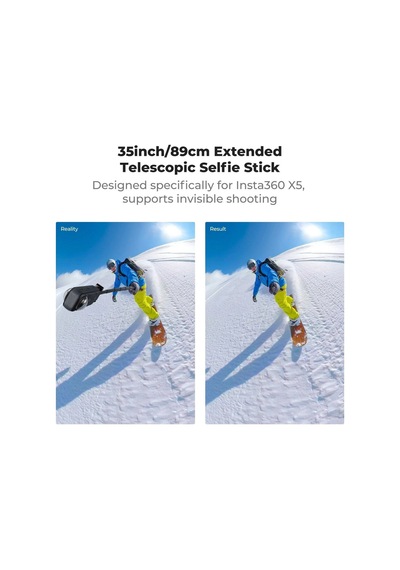 K&f Concept Insta360 X5 Selfie Çubuğu 89 Cm Katlanabilir Manyetik Görünmez Selfie Stick
