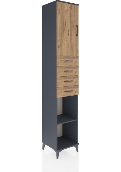 Hyperion Dolap 4 Raflı 4 Çekmeceli Tek Kapaklı 44x44x243 Antr... Antrasit