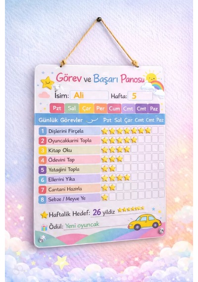 Kişiye Özel Montessori Görev Ve Başarı Panosu - Yaz-sil Hediyeli 30x40 Cm Kalem + Sticker08