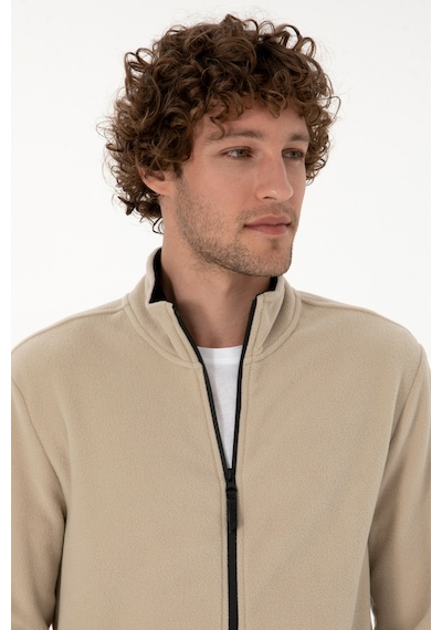 U.S. Polo Assn. Erkek Regular Fit Koyu Bej Polar Örme Hırka 50313779-VR088