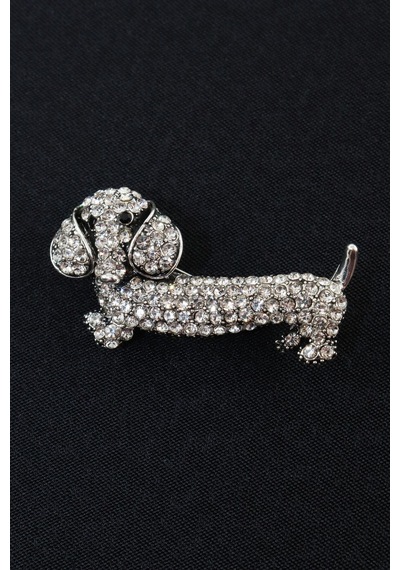 Dakhund Köpeği Broş. Yaka Iğnesi Broş. Taşlı Tasarım Broş. Kadın Broş. Erkek Broş. Broş. Unisex Gümüş