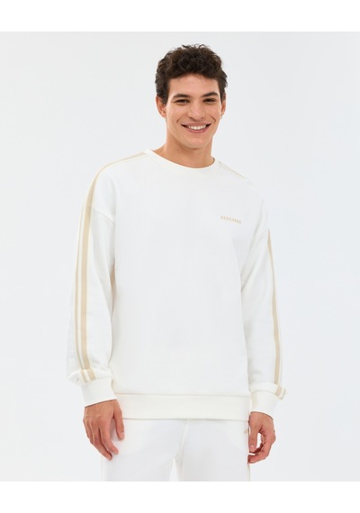 Skechers M Lw Fleece Crew Neck Sweatshirt Erkek Beyaz Sweatshirt S2610103-3855 Beyaz