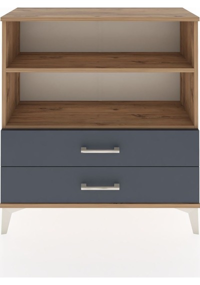 Arges Şifonyer 2 Raflı 2 Çekmeceli 88x30x96 Çam-antrasit Atlas Çam