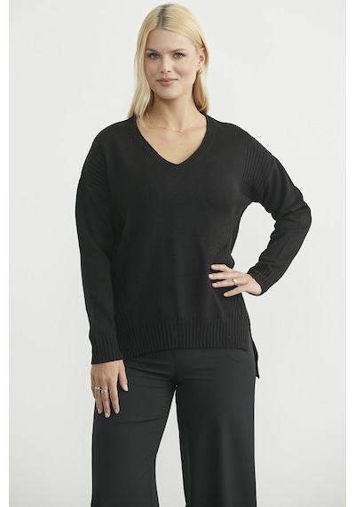 Sementa Oversize V Yaka Triko Kazak - Siyah Siyah