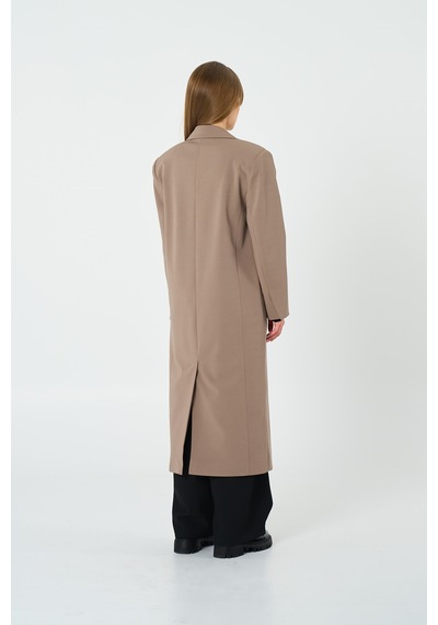 Kadın Bej Oversize Uzun Ceket Bej