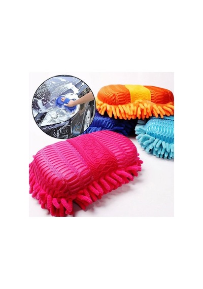 Araba Oto Yıkama Mikrofiber Süngeri Çift Taraflı Saçaklı Model 1
