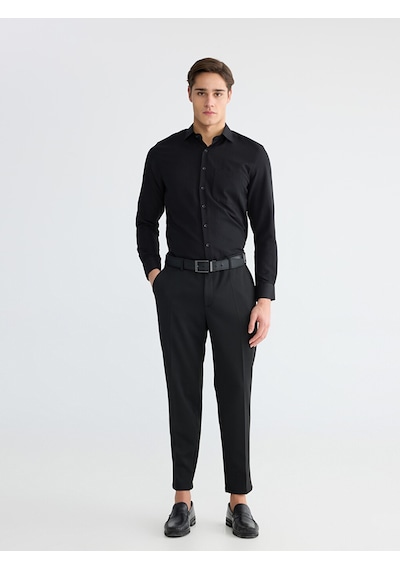 Lcw Busıness Siyah Regular Fit Armürlü Erkek Gömlek