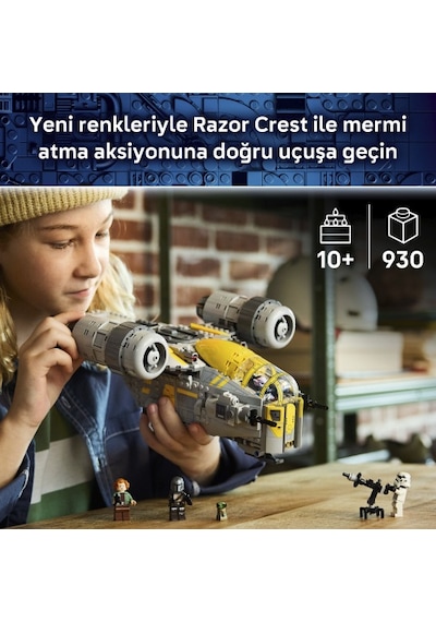 LEGO® Star Wars: Mandalorian ve Grogu™ Razor Crest™ 75447 - 10 Yaş ve Üzeri Çocuklar için Yaratıcı Oyuncak Yapım Seti (930 Parça)
