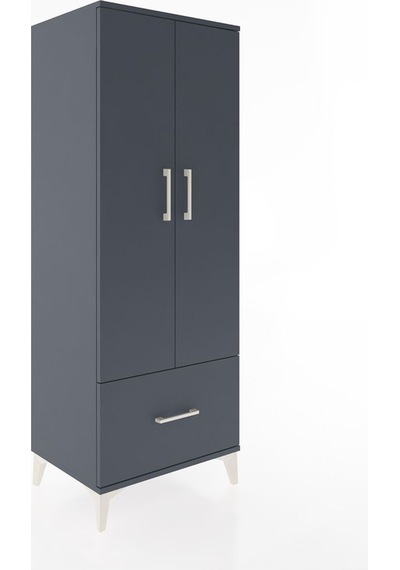 Hyperion Dolap 4 Raflı Tek Çekmeceli 2 Kapaklı 60x44x163 Antr... Antrasit
