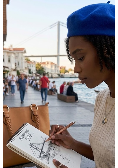 Ritagarcia Vintage Tarz Kadın Fransız Keçe Ressam Bere Saks