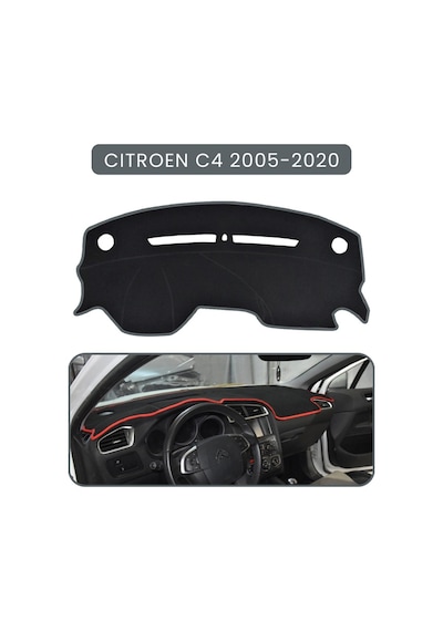 Cıtroen C4 2005-2020torpido Koruma Halısı Gri Kenar