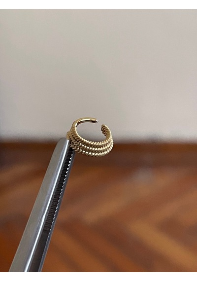 316 L Cerrahi Çelik 3 Sıralı Burgulu Halka Piercing Kilitli Burgu Halka Piercing Çoklu Halka Yeşil