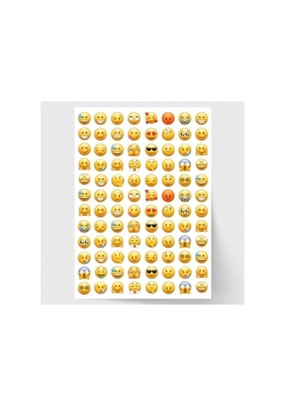 Karışık Emoji Sticker Seti, 960 Adet Duygu Ve Yüz İfadesi Açık Ahşap