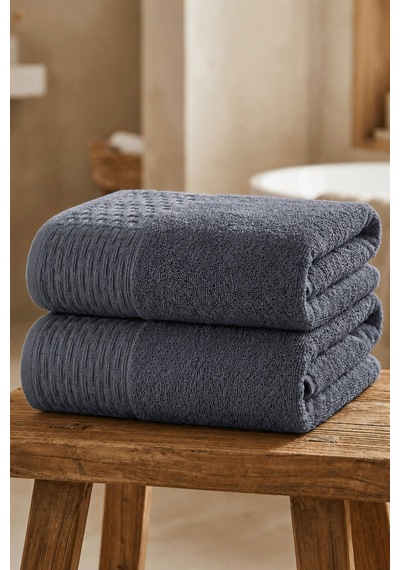 2'li Büyük Boy Banyo Havlusu 90x150 Cm %100 Pamuk Siena Collection 650 Gr İndigo