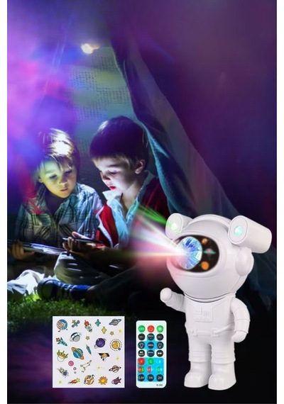 Buradabuldun Stickerlı ,kumandalı Astronot Model Gece Lambası Çok Renkli