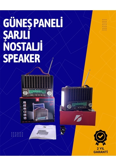 Ktf-1428 Solar Enerjiyle Şarj Olabilen Bluetooth Nostalji Hoparlör Taşınabilir Güçlü Ses Mp3 Okuyucu