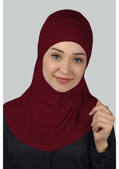 Altobeh İkili Set Pratik Eşarp Hazır Türban ve Hijab Tesettür Bonesi - Bordo