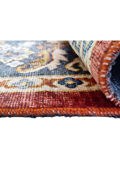 Çam Halı Dream 32-037 Etnik Eskitme Desenli Dokuma Tabanlı Yıkanabilir Şönil Salon Ve Oda Halısı Kiremit
