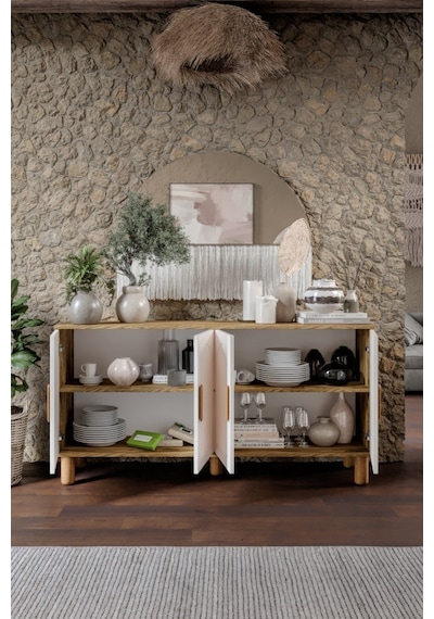 Elysia Bohem Konsol 4 Kapaklı Mdf Mebran Kapak 160 Cm Modern Salon Konsolu Aytaşı Ceviz Aytaşı - Çam Elysia Bohem Konsol 4 Kapaklı Mdf Mebran Kapak 160 Cm Modern Salon Konsolu Aytaşı Ceviz Aytaşı - Çam