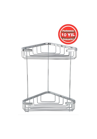 Çelik Banyo Paslanmaz Pirinç Efe 2'li 18x18 Cm Şampuanlık Banyo Rafı Krom