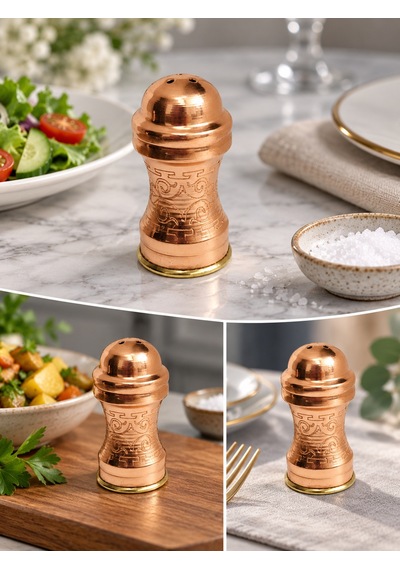 Aura Copper El İşlemeli Bakır Tuzluk Dekoratif Sofra Tuzluğu Ve Baharatlık Ac-tz-002