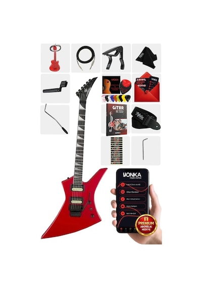 Maxword Dg-34rd Kelly Kasa Floyde Rose 2x Zebra Humbucker Manyetik Elektro Gitar